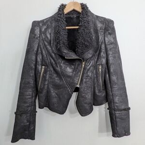 Faux shearling moto jacket